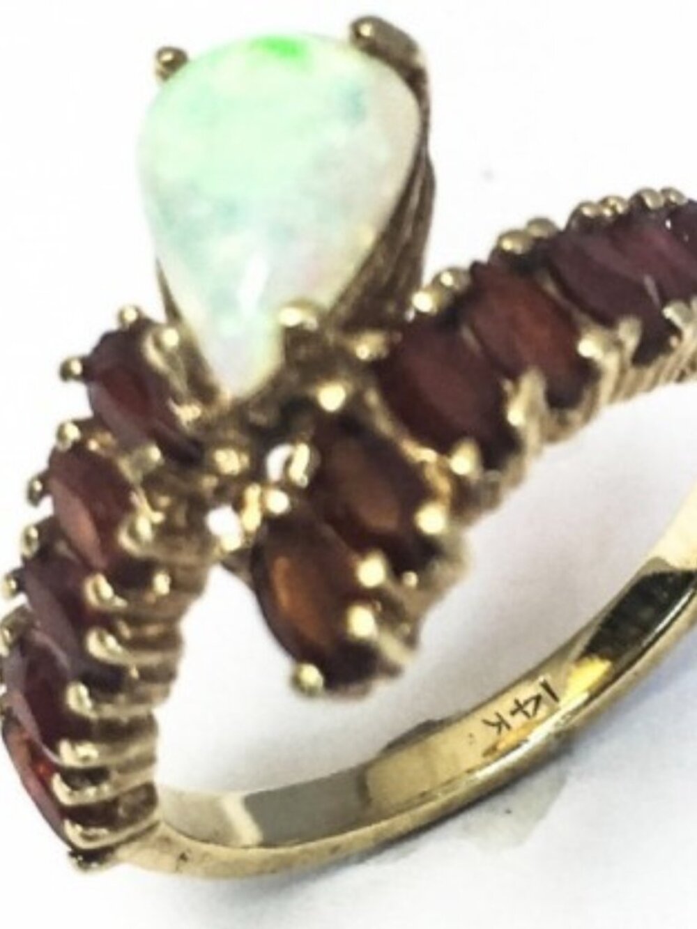 14K Opal Garnet Bypass 12 Marquise Garnets 1 Pear Stunning